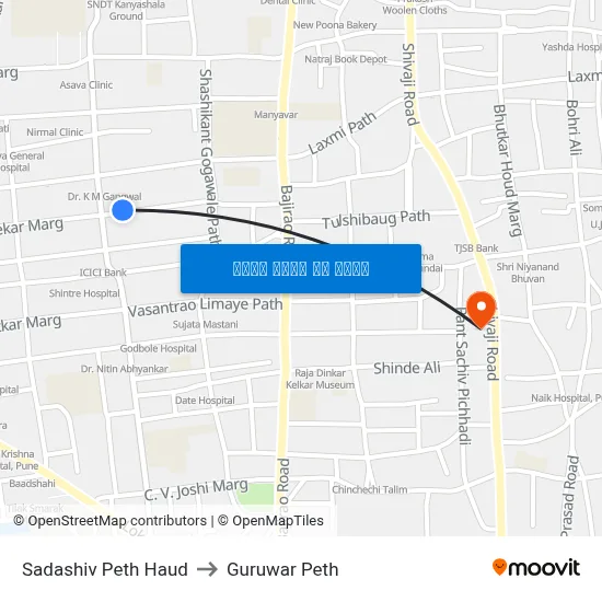 सदाशिव पेठ हौद to गुरुवार पेठ map