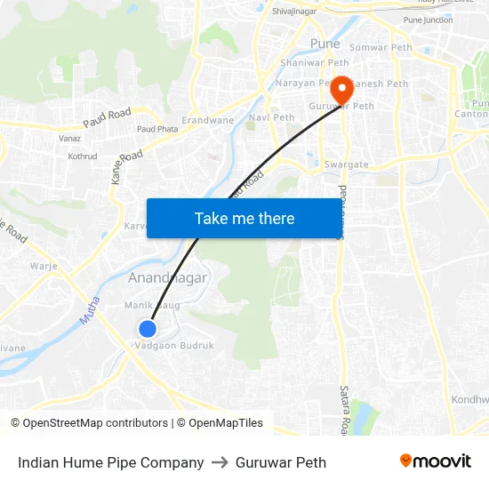 इंडियन ह्यूम पाइप कंपनी to गुरुवार पेठ map