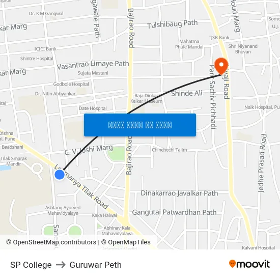 एसपी कॉलेज to गुरुवार पेठ map