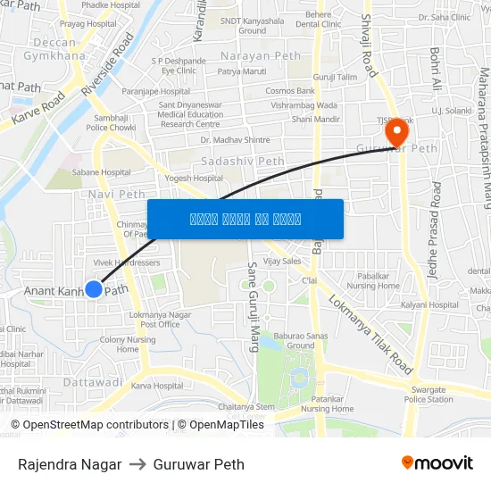 राजेंद्र नगर to गुरुवार पेठ map