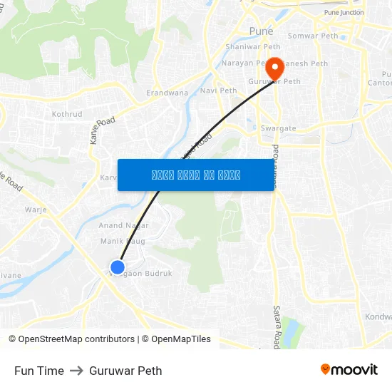 फन टाइम to गुरुवार पेठ map