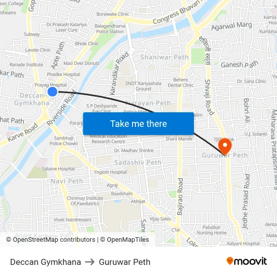 Deccan Gymkhana to Guruwar Peth map