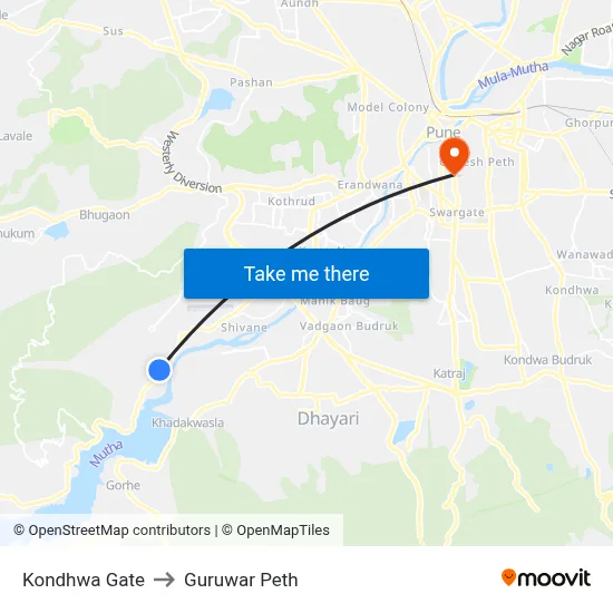 Kondhwa Gate to Guruwar Peth map