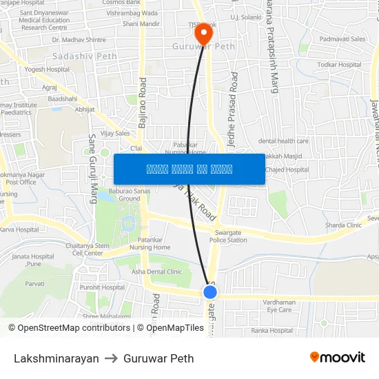 लक्ष्मीनारायण to गुरुवार पेठ map