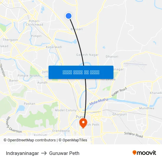 इंद्रायणीनगर to गुरुवार पेठ map