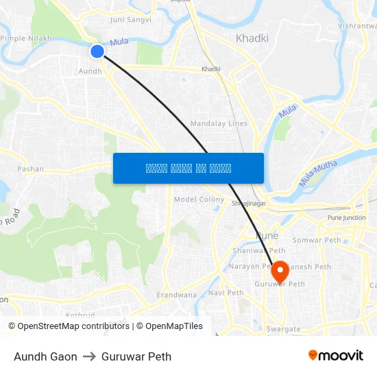 आउंध गाव to गुरुवार पेठ map