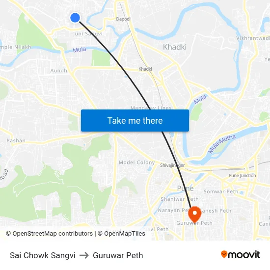 Sai Chowk Sangvi to Guruwar Peth map
