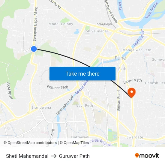 Sheti Mahamandal to Guruwar Peth map