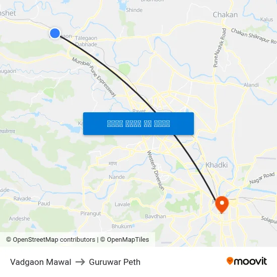 वडगांव मावळ to गुरुवार पेठ map