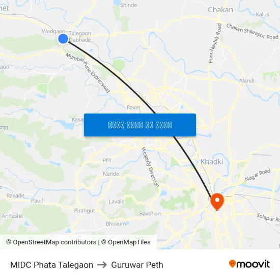 एमआईडीसी फाटा तळेगाव to गुरुवार पेठ map