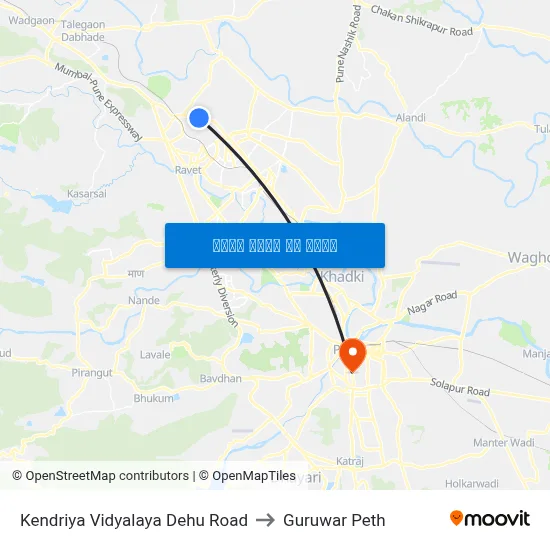 केंद्रीय विद्यालय देहू रोड to गुरुवार पेठ map
