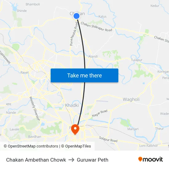 Chakan Ambethan Chowk to Guruwar Peth map