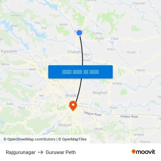 राजगुरुनगर to गुरुवार पेठ map
