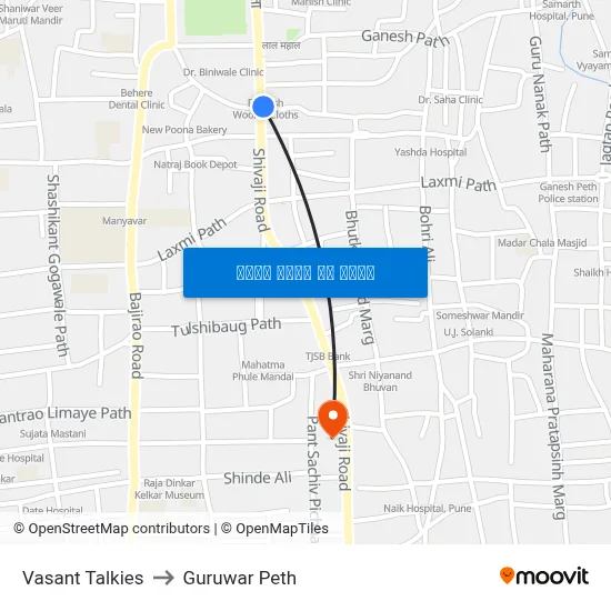 वसंत टॉकीज to गुरुवार पेठ map