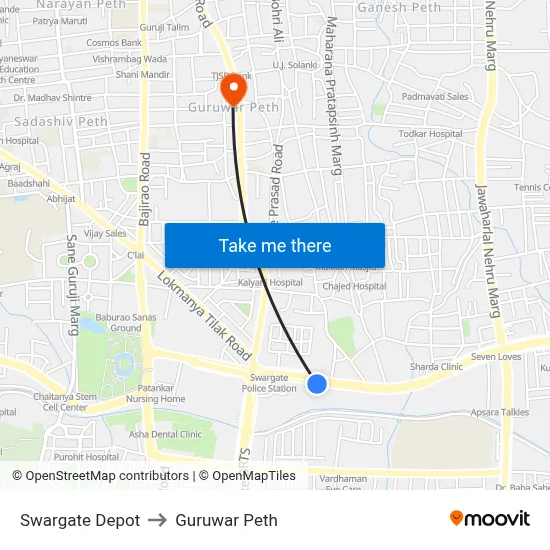 स्वारगेट डेपो to गुरुवार पेठ map