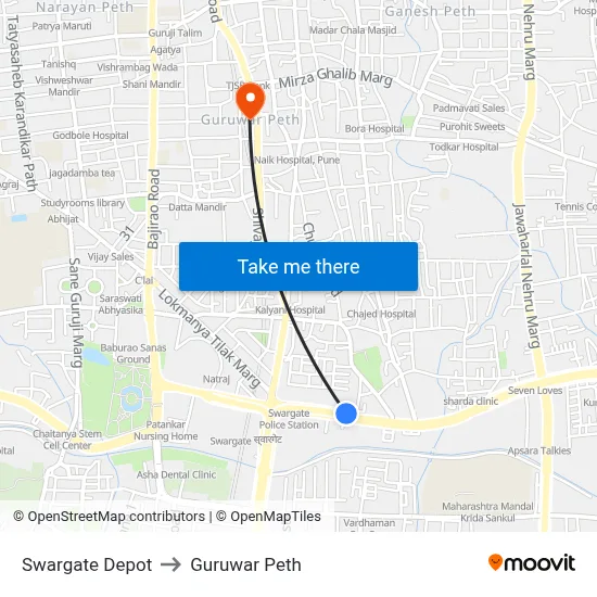 स्वारगेट डेपो to गुरुवार पेठ map