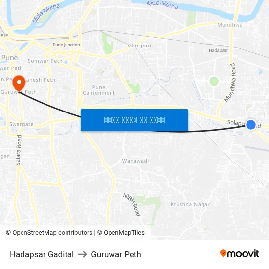 हडपसर गडीटाल to गुरुवार पेठ map