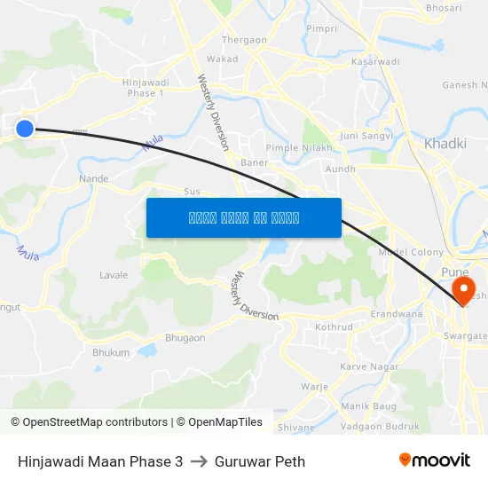 हिंजवाड़ी मान फेज 3 to गुरुवार पेठ map