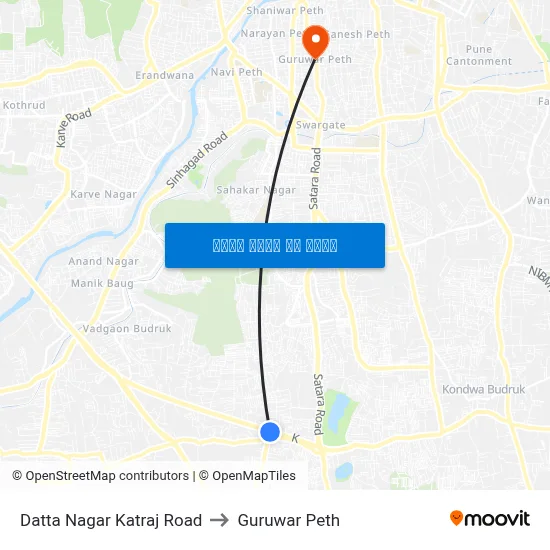 दत्त नगर कात्रज रोड to गुरुवार पेठ map