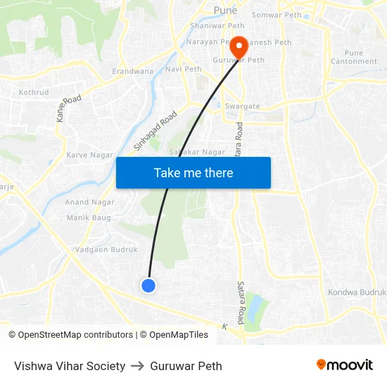विश्व विहार सोसायटी to गुरुवार पेठ map