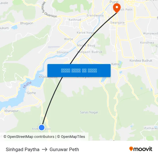 सिंहगड पायथा to गुरुवार पेठ map