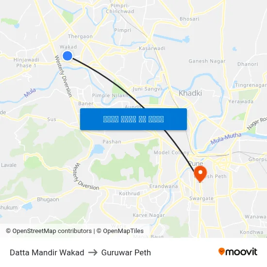 दत्त मंदिर वाकड to गुरुवार पेठ map