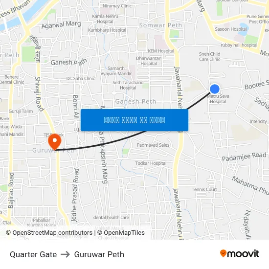 क्वार्टर गेट to गुरुवार पेठ map