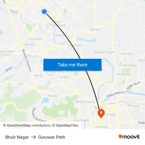 भोईर नगर to गुरुवार पेठ map