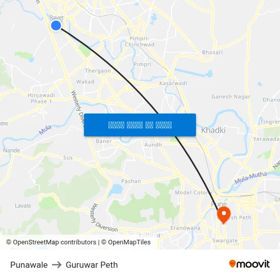 पुनावले to गुरुवार पेठ map
