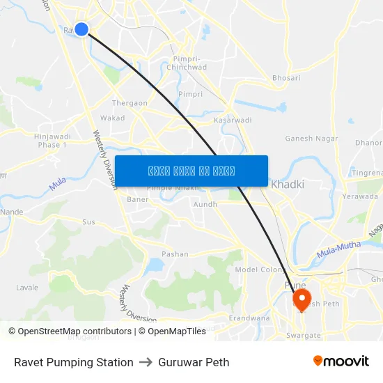 रावेत पंपिंग स्टेशन to गुरुवार पेठ map