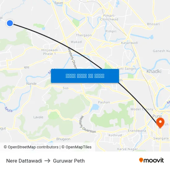 नेरे दत्तवाडी to गुरुवार पेठ map