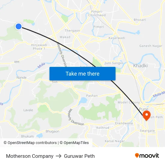 Motherson Company to Guruwar Peth map