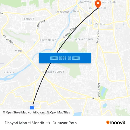 धायरी मारुति मंदिर to गुरुवार पेठ map