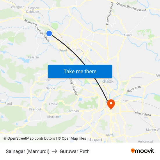 Sainagar (Mamurdi) to Guruwar Peth map