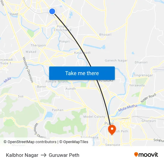 कलभोर नगर to गुरुवार पेठ map