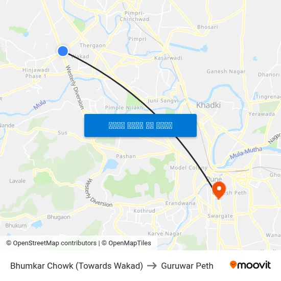 Bhumkar Chowk (Towards Wakad) to Guruwar Peth map