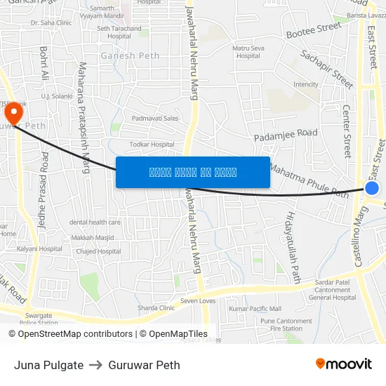 जुना पुलगेट to गुरुवार पेठ map