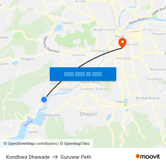 कोंढवा धावडे to गुरुवार पेठ map