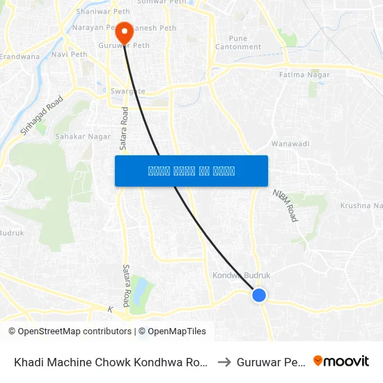 खडी मशीन चौक कोंढवा रोड to गुरुवार पेठ map