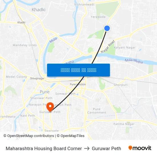 महाराष्ट्र हाउसिंग बोर्ड कॉर्नर to गुरुवार पेठ map