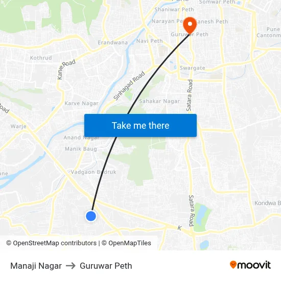 Manaji Nagar to Guruwar Peth map