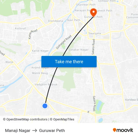 मनाजी नगर to गुरुवार पेठ map