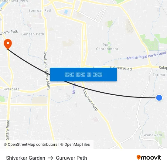 शिवरकर बगीचा to गुरुवार पेठ map
