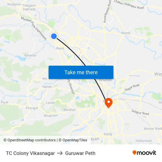 टी.सी. कॉलोनी विकासनगर to गुरुवार पेठ map
