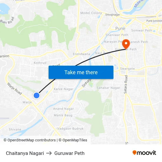 चैतन्य नगरी to गुरुवार पेठ map