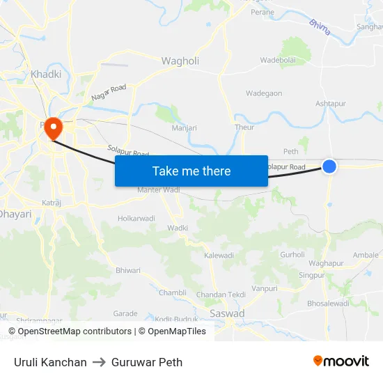 Uruli Kanchan to Guruwar Peth map