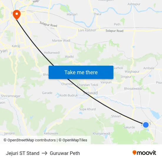 Jejuri ST Stand to Guruwar Peth map