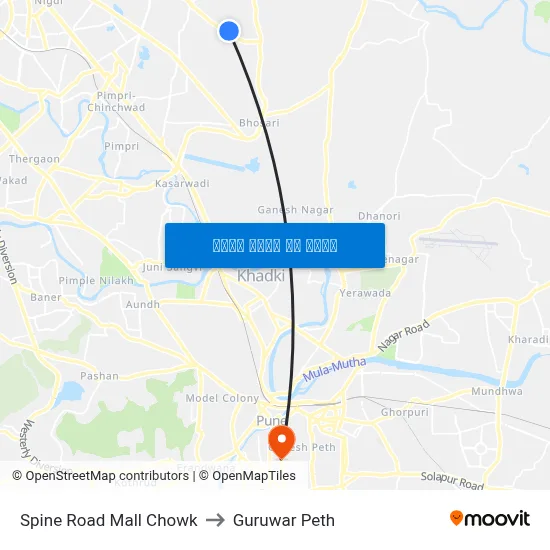 स्पाइन रोड मॉल चौक to गुरुवार पेठ map