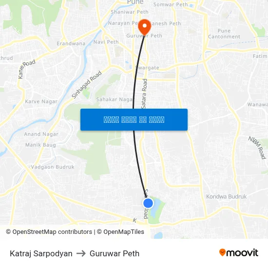 Katraj Sarpodyan to Guruwar Peth map