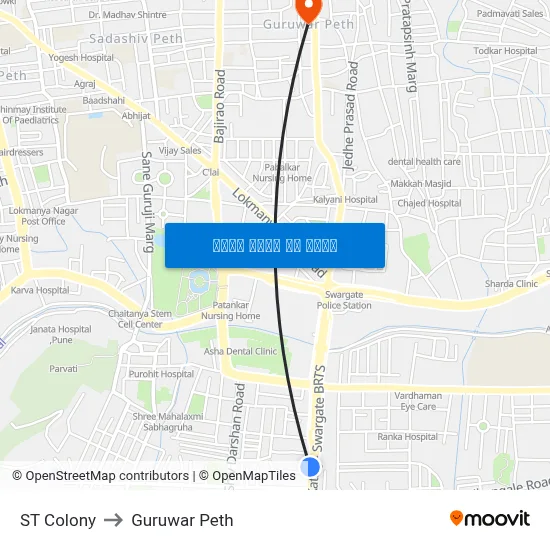 एस.टी कॉलनी to गुरुवार पेठ map